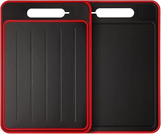 4-in-1 Rapid Defrosting Tray for Frozen Meat, Cutting Board with Tray, Knife Sharpener & Garlic Grater, Non-Slip Meat Thawing Tray, Tabla de Picar Cocina