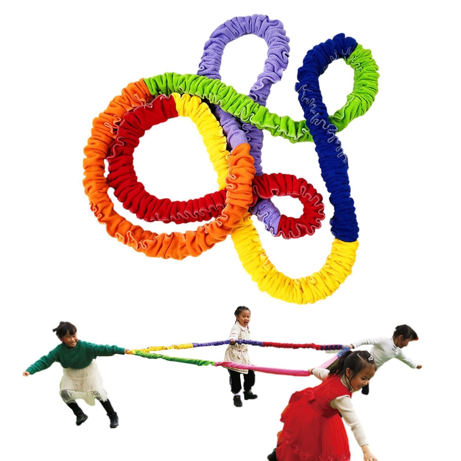 Corda da gioco all'aperto – Anello a fascia per bambini | flanella esterna con cordino elastico interno, strumento elastico cooperativo, corda da corsa , attrezzatura per attività