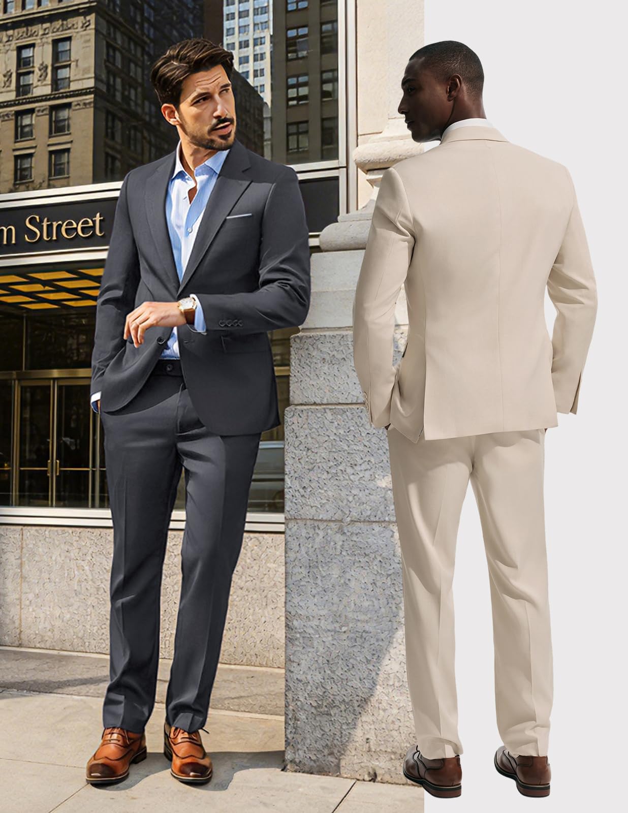 PJ PAUL JONES Herren Anzug 2 Teilig Slim Fit Modern Suits | Klassisch Einfarbig Herrenanzug | Anzug-Set für Business Smoking Party | Sakko Hose Hochzeitsanzug mit 2 Knöpfe