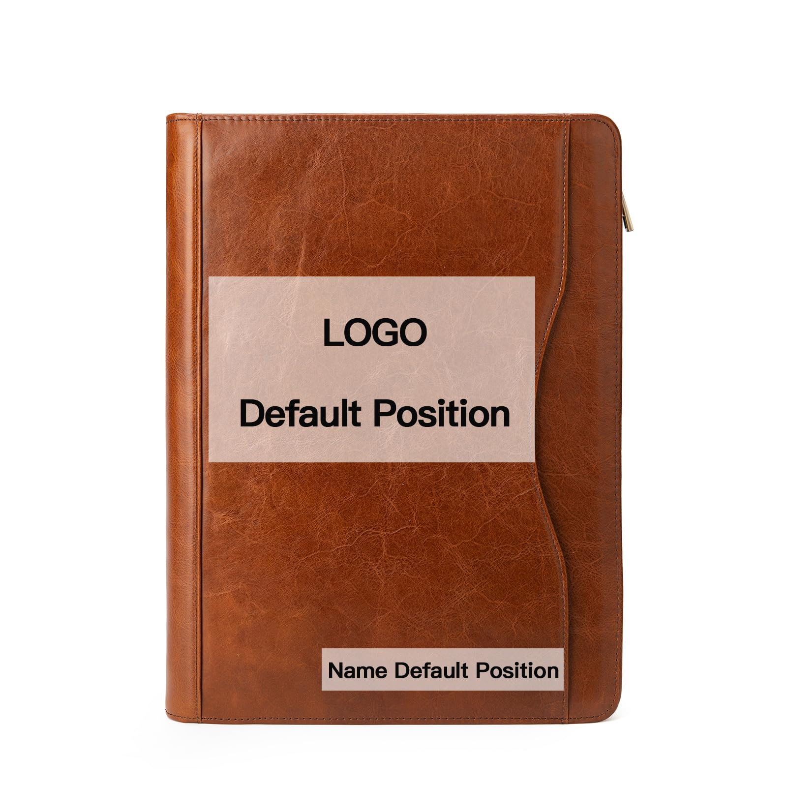 YIWEN Personalized Leather 3 Ring Binder Portfolio with Front Pocket, Zippered Padfolio for 8.5 x 11” Notepad and 13" Tablet, Professional Business