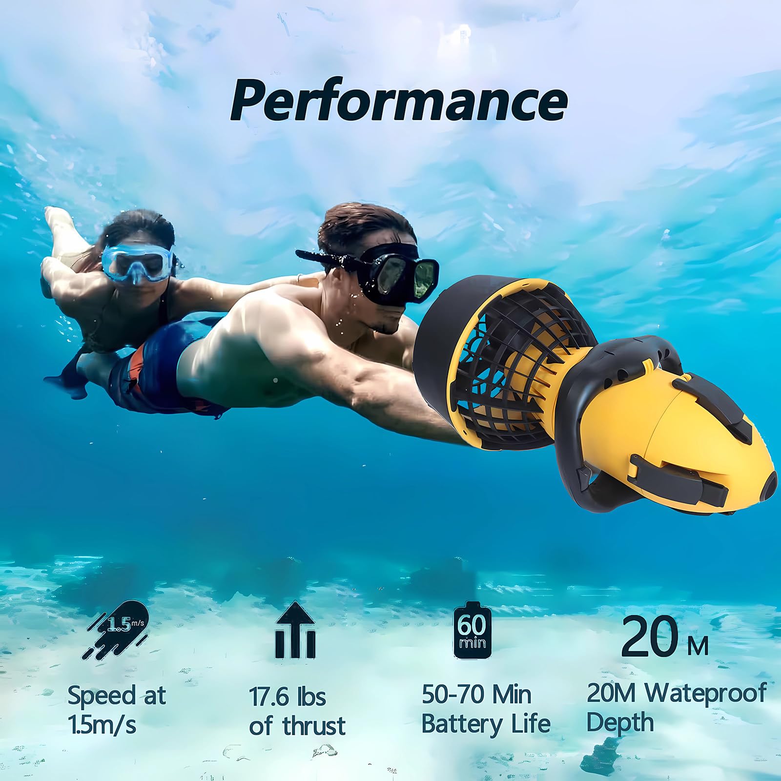 Monopattino subacqueo portatile, motore spazzolato da 500 W, propulsore subacqueo, leggero e facile da trasportare, attrezzatura di propulsione subacquea per spiaggia