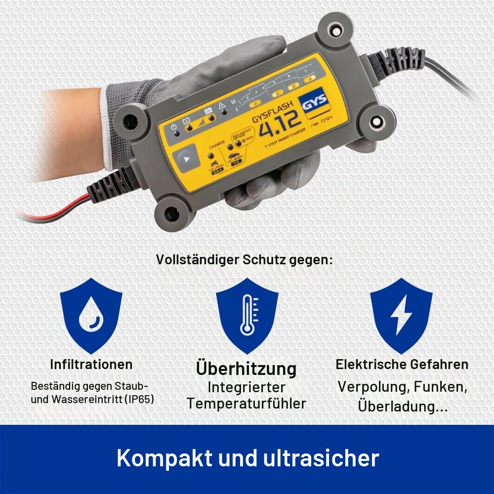 GYS Autobatterie Ladegerät Batterieladegerät für KFZ Motorrad Batterien von 1,2Ah 029422