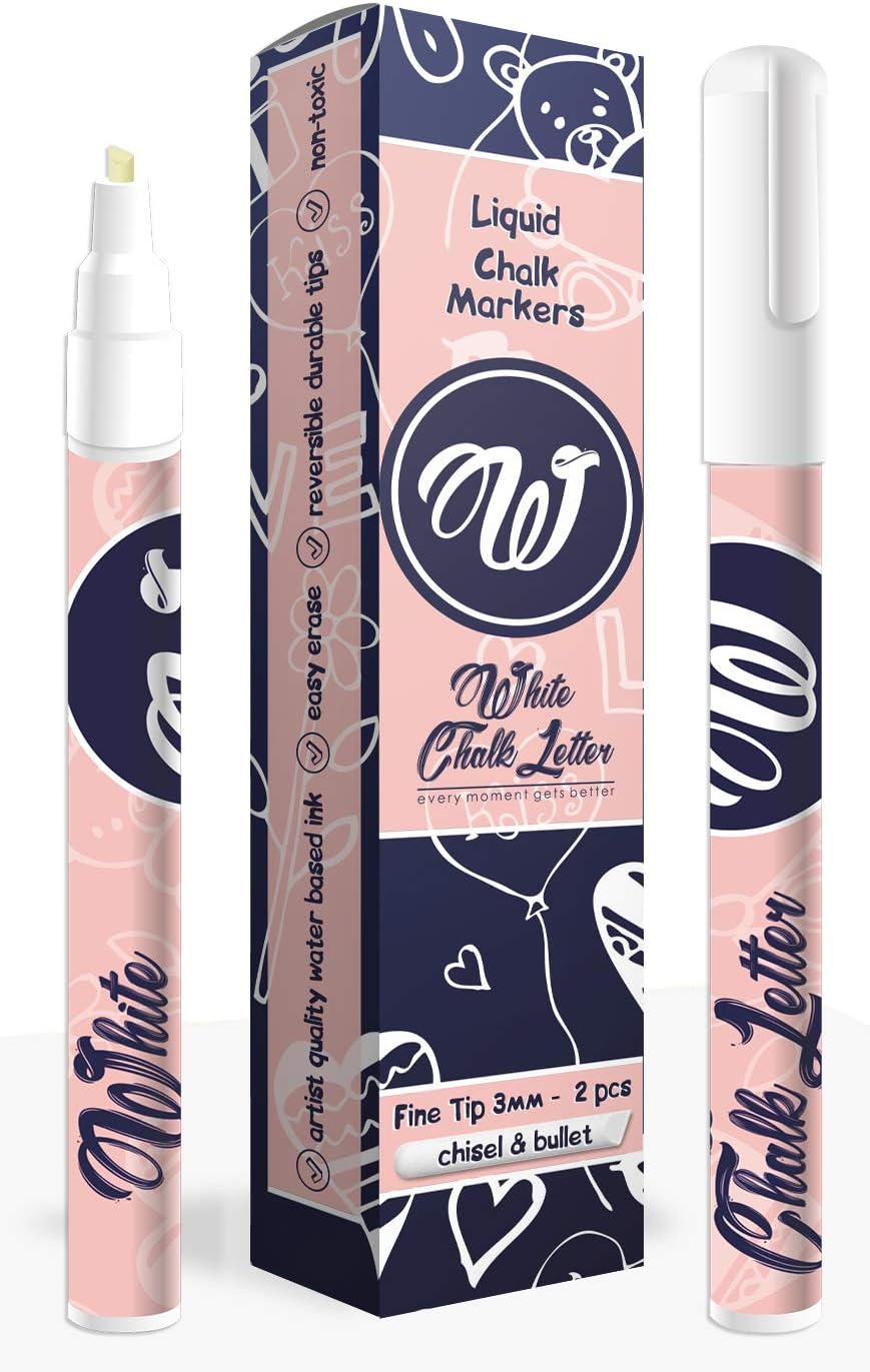 Liquid White Chalk Markers for home schooling education chalkboards and signs boards, mirrors, windows