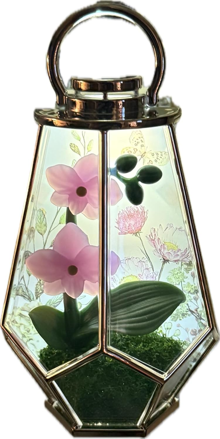 Bath & Body Works Pink & Green Orchid Terrarium Flowers Adjustable Wallflowers Scent Control Fragrance Nightlight Plug