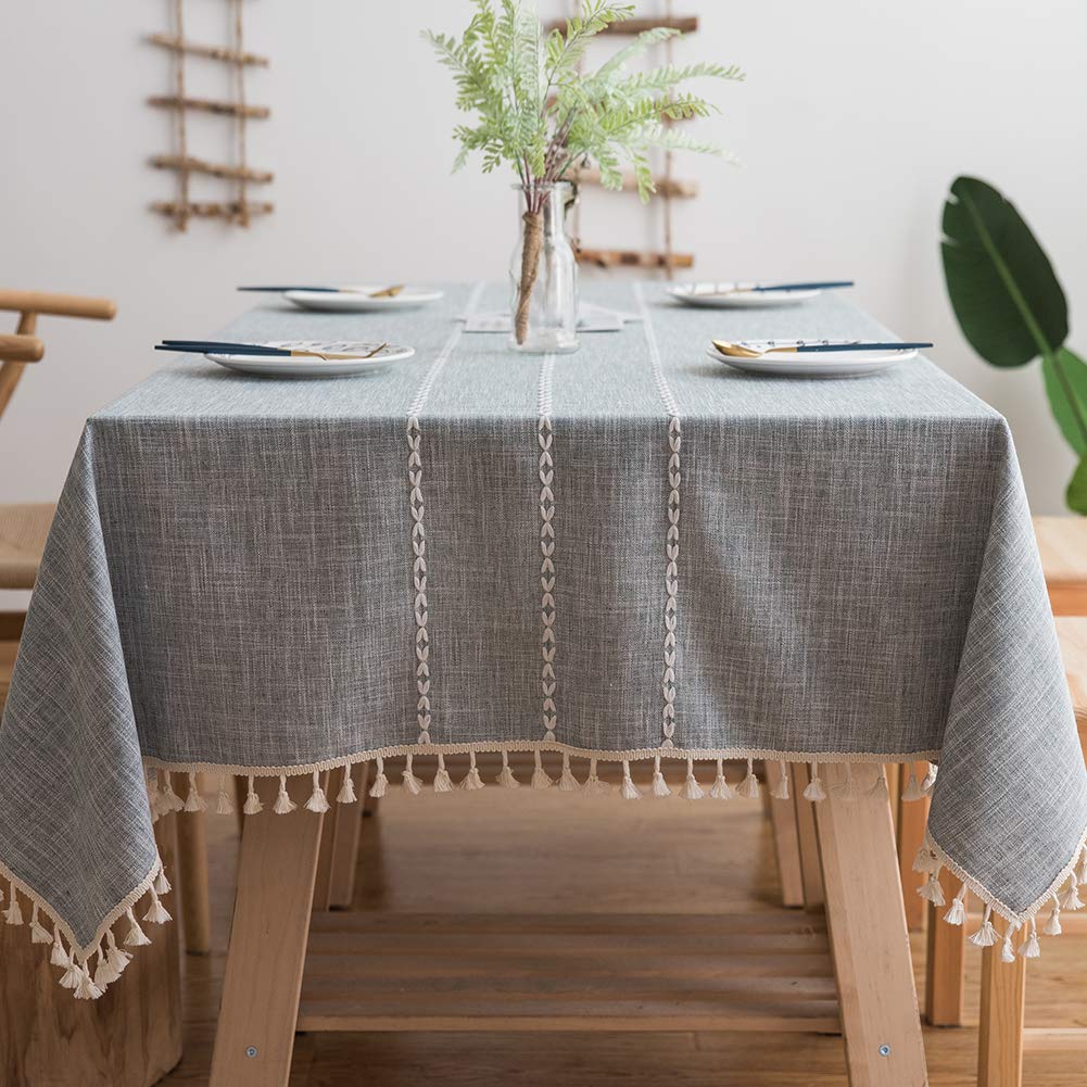 Flei Tabletop Protector 140x295cm, Tischtücher Weihnachten, Waschbare Anti Falten Pflegeleicht Antirutsch, Für Deko Hochzeit Hotel Restaurant Cafe Gastronomie - Grau