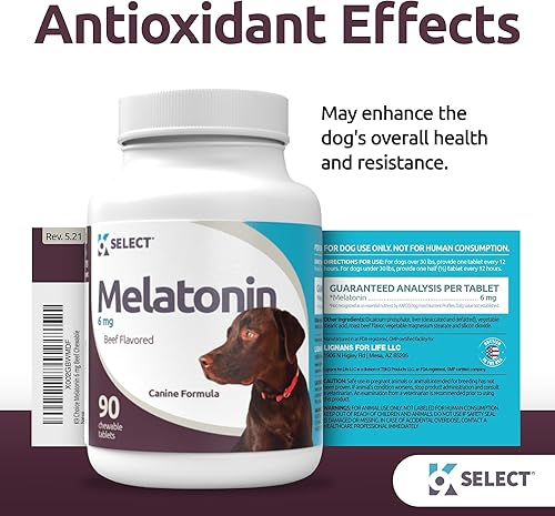 Miniatura 3 de K9 Select Melatonina para perros  6 mg, 90 comprimidos masticables con sabor a carne  Melatonina para razas de perros pequeños a grandes  Momentos