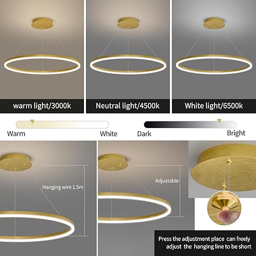 Miniatura 10 de Candelabros para comedor, lámpara colgante LED regulable para comedor, 3000K-6000K con control remoto, lámpara moderna