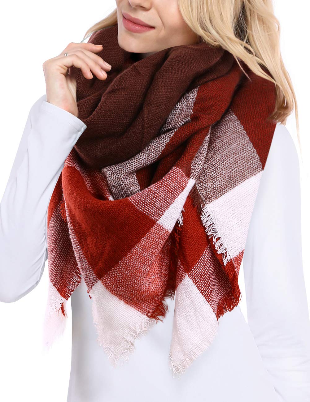 Bess Bridalwomens Plaid Blanket Winter Scarf Warm Cozy Tartan Wrap