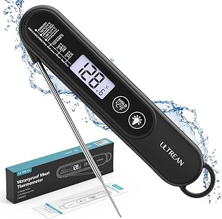 Ultrean Instant Read Meat Thermometer: Ultra-Fast 2-3s Digital with Backlight, Foldable Waterproof IP66 Probe for BBQ, Grill, Oven, Candy