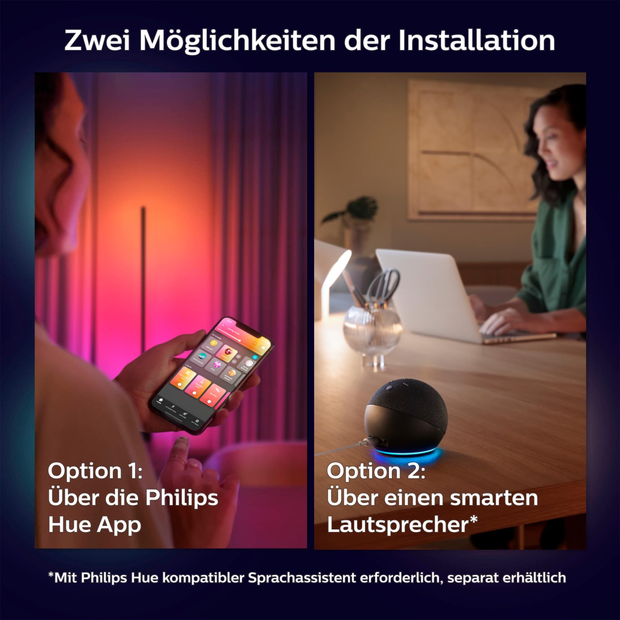 Philips Hue White & Color Ambiance Gradient Signe LED Stehleuchte 2.550 lm, dimmbare Lichtsäule mit 16 Mio. Farben, smarte Lichtsteuerung über Sprache und App, weiß