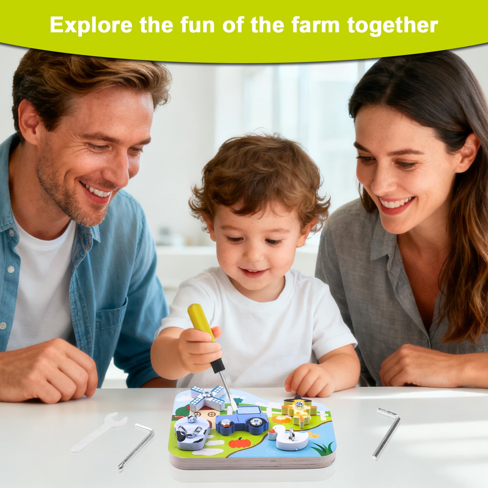 Liangding Montessori Wooden Farm Busy Board, 16 Piece Screw Activity Board - Image 4