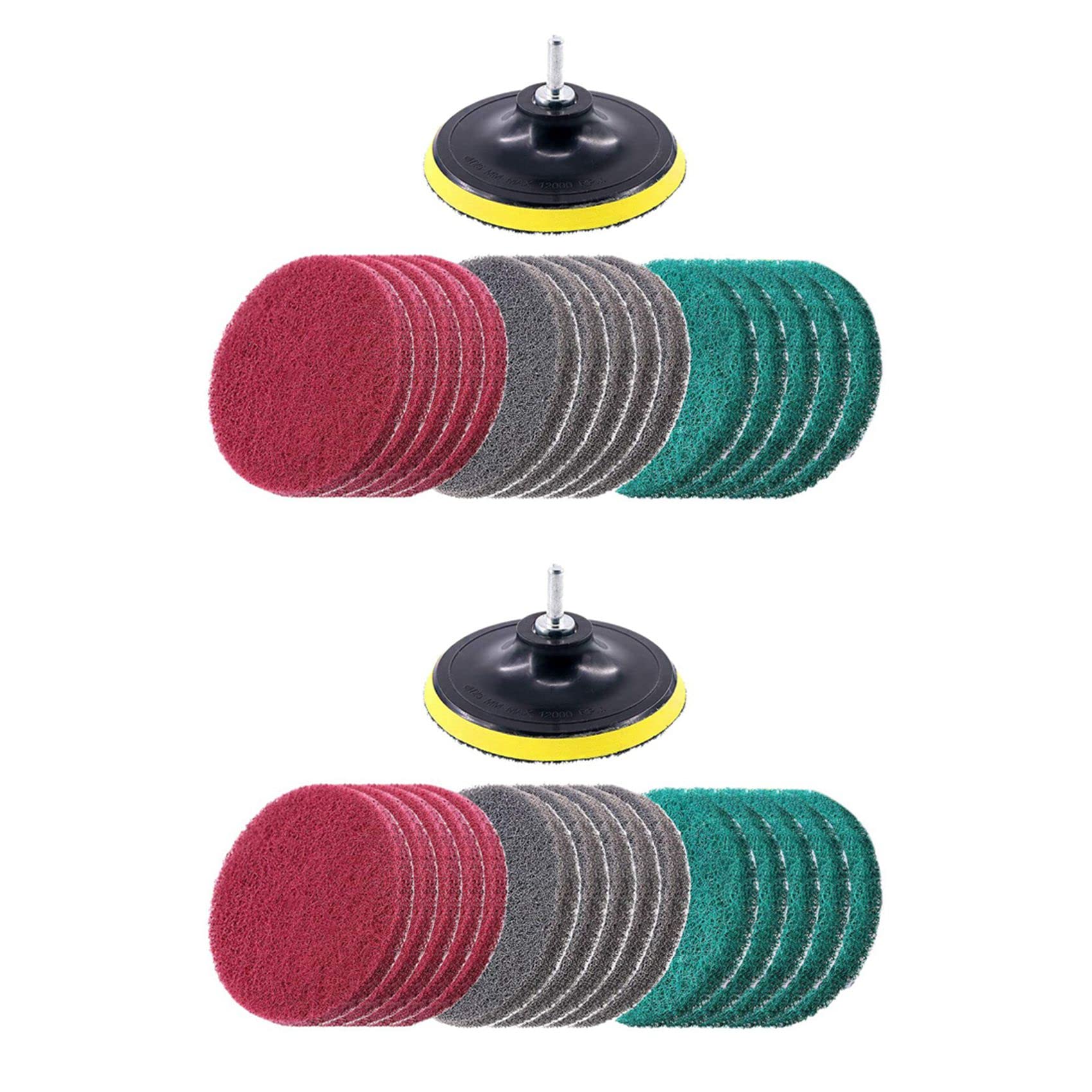 Jnchdghwa 32Pcs 5Inch 3 Different Color Scrubbing Pads Drill Powered Brush Tile Scrubber Scouring Pads Cleaning Kit
