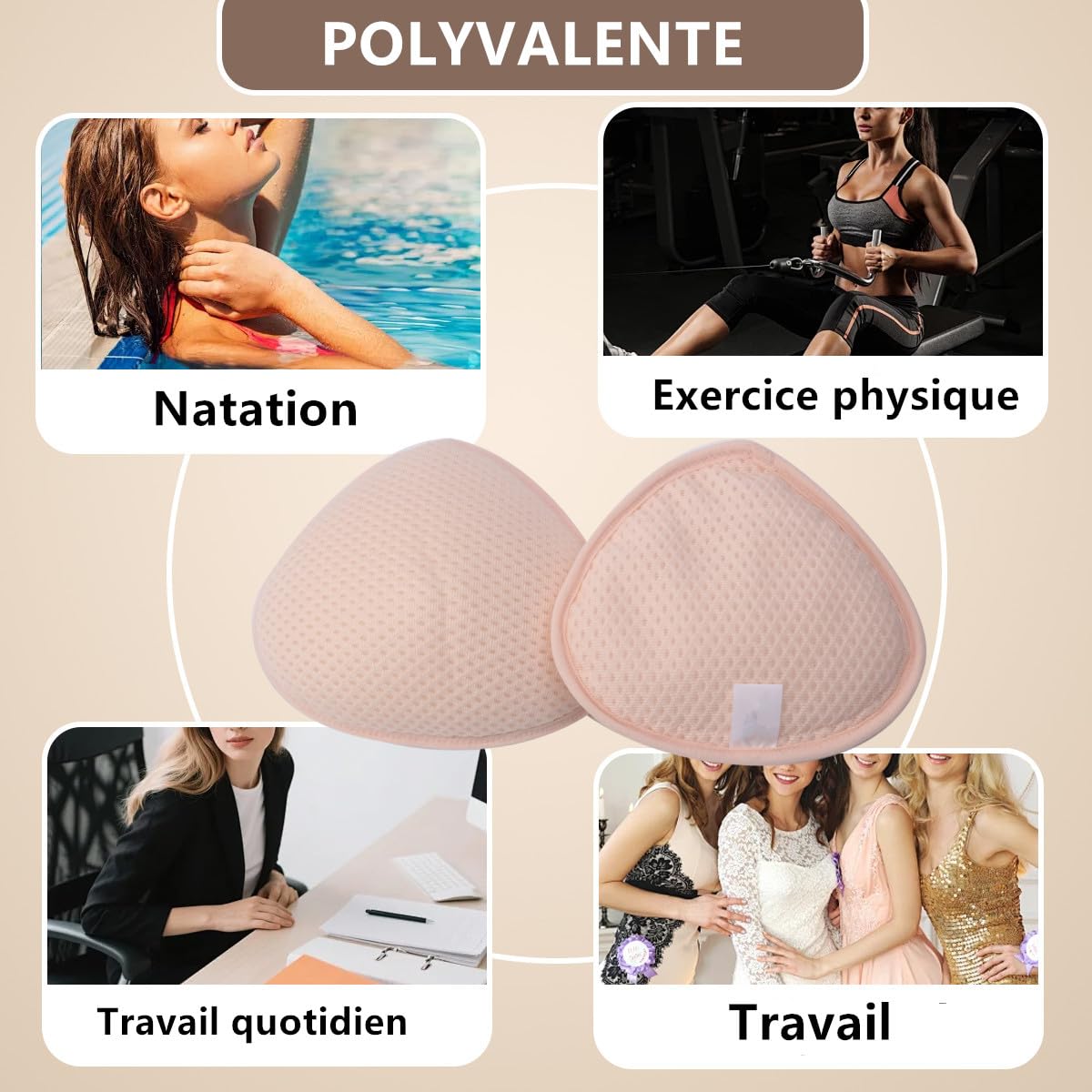 Prothèse Mammaire pour Mastectomie Femme Remplissage Silicone Respirant Natation mer