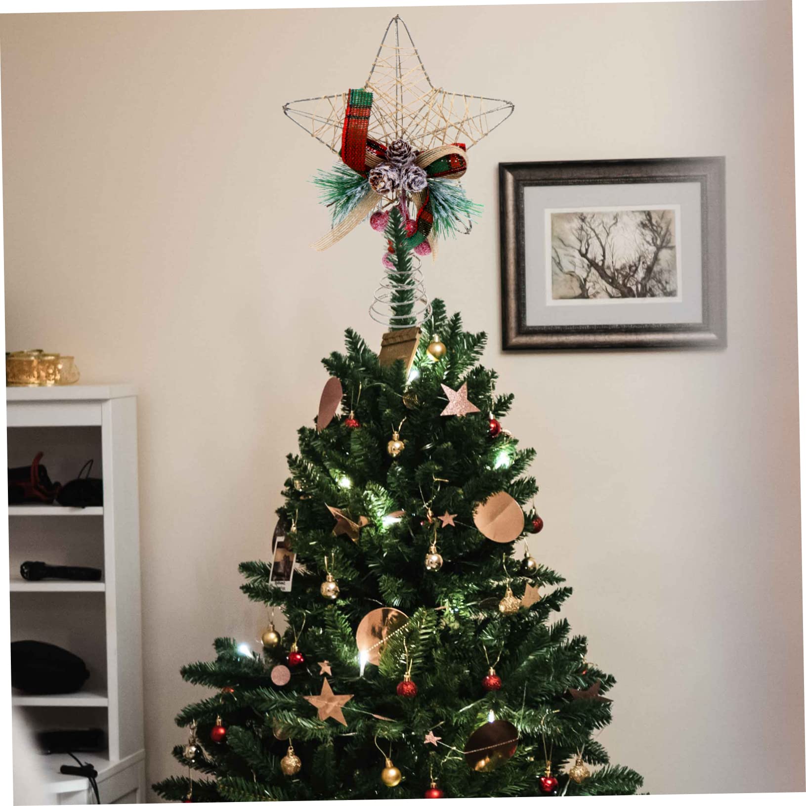 Zerodeko 4 Stück Weihnachtsbaumspitze Stern Außenleuchten Land Baum Stern Neon Lebkuchen Led-streifenlichter Einzigartig Tür Lichterketten Weihnachtsstern Engel Christbaumspitze Dekore Holz