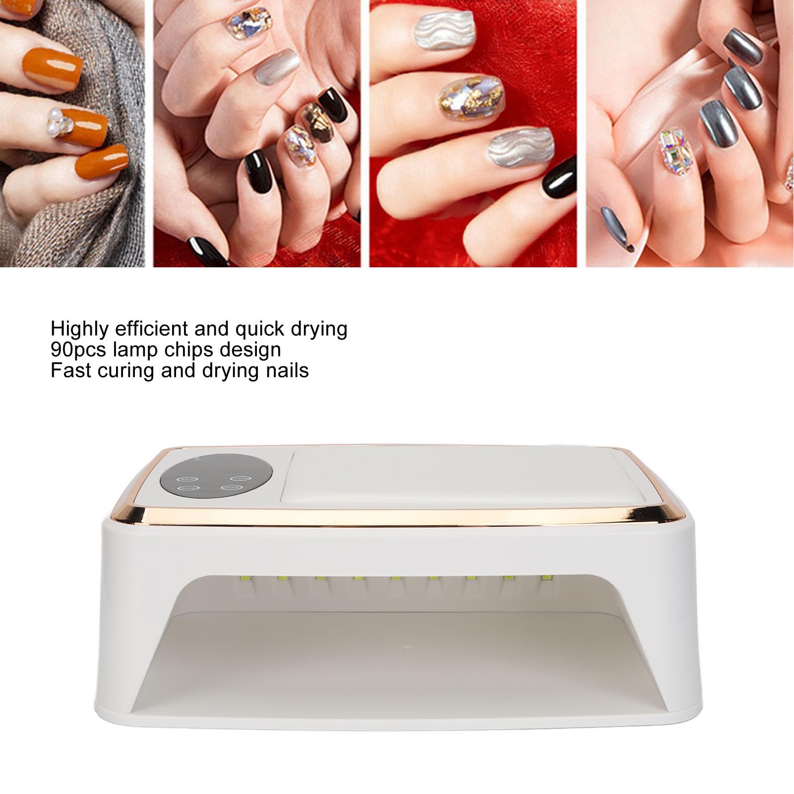 Luci UV per unghie, lampada per unghie LED UV 2 in 1 con bracciolo imbottito, 4 impostazioni timer, essiccatore per unghie gel UV LED Poggiabraccio per salone di bellezza (Spina