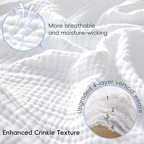 Miniatura 3 de PHF - Manta de muselina 100% algodón para adulto, suave al tacto, transpirable y ligera, perfecta para la decoración del hogar, sofá, cama, para