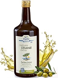 MANI Bio Olivenöl Nativ Extra 1L – Premium Griechisches Olivenöl kaltextrahiert aus Koroneiki Oliven, naturbelassen – Extra Virgin Olive Oil aus Griechenland mild-fruchtig – vegan & nachhaltig