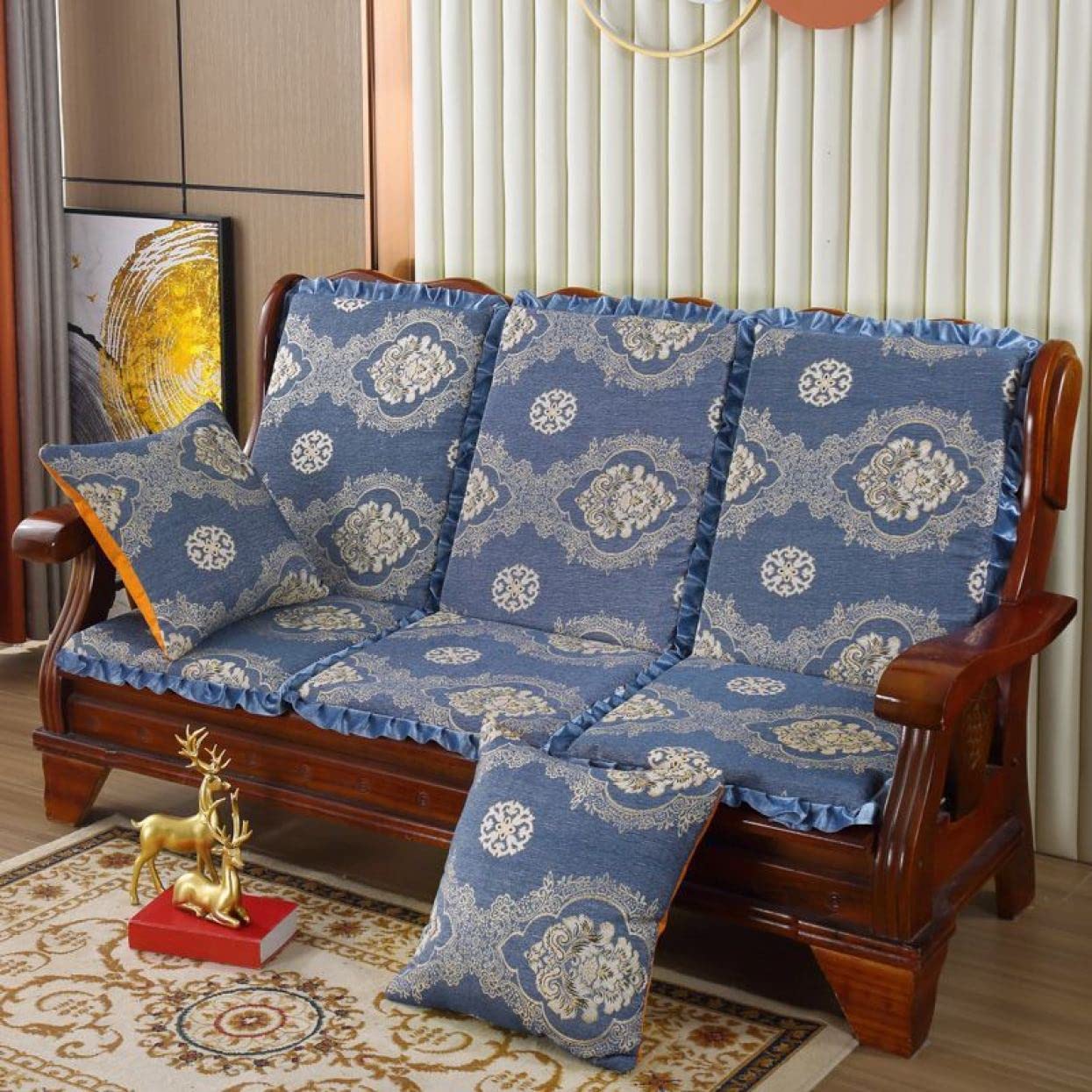 [ムリョ] ロングクッション 長座布団 背もたれ クッション 長方形 一体型 一人掛け ソファ用座布団 ごろ寝 チェアパッド 座椅子  いす用ごろ寝マット 無地 花柄 すべり止め リビング用品 ベッドルーム用品 寝室用品 カラー9 A55*60cm ソファー ソファ ベンチ用