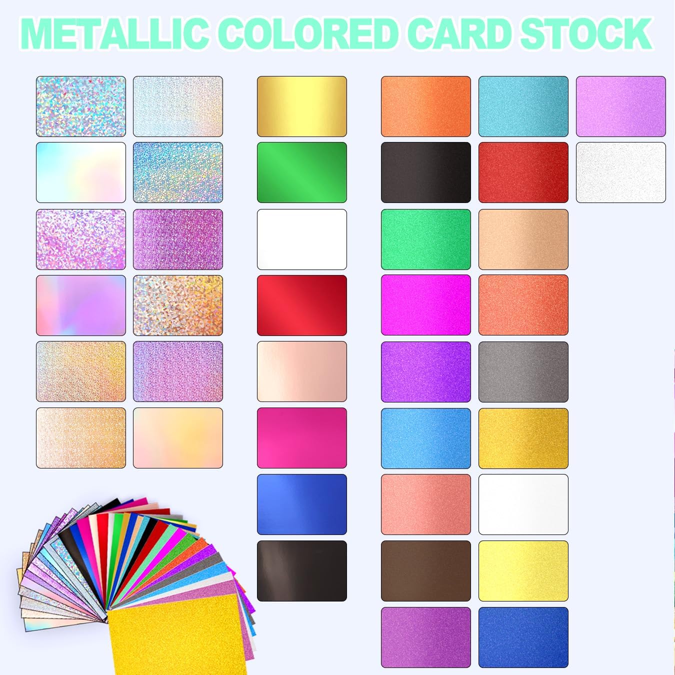 120 Sheets Glitter Metallic Cardstock Paper, 8.5" x 11" Color Foil Mirror Holographic Paper 250gsm/92lb for Arts and Crafts, Decorative, Invitations, Scrapbook Supplies