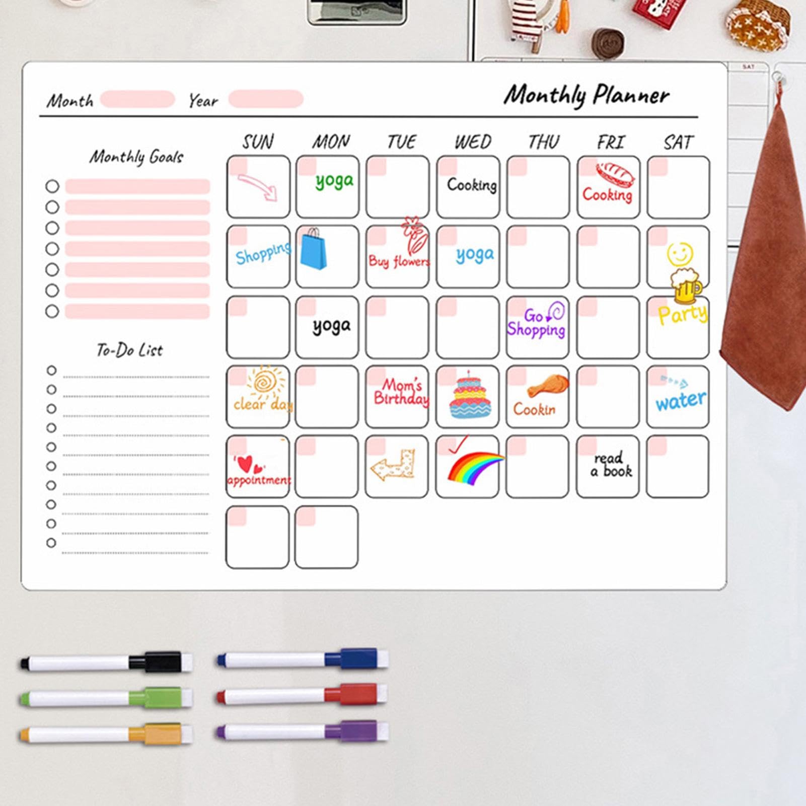 Lavagna Magnetica Calendario Ufficio Casa Lavagna Magnetica Per Frigorifero A3 - Cancellabile Con Pennarelli E Gomma Bacheca Magnetica Organizzazione