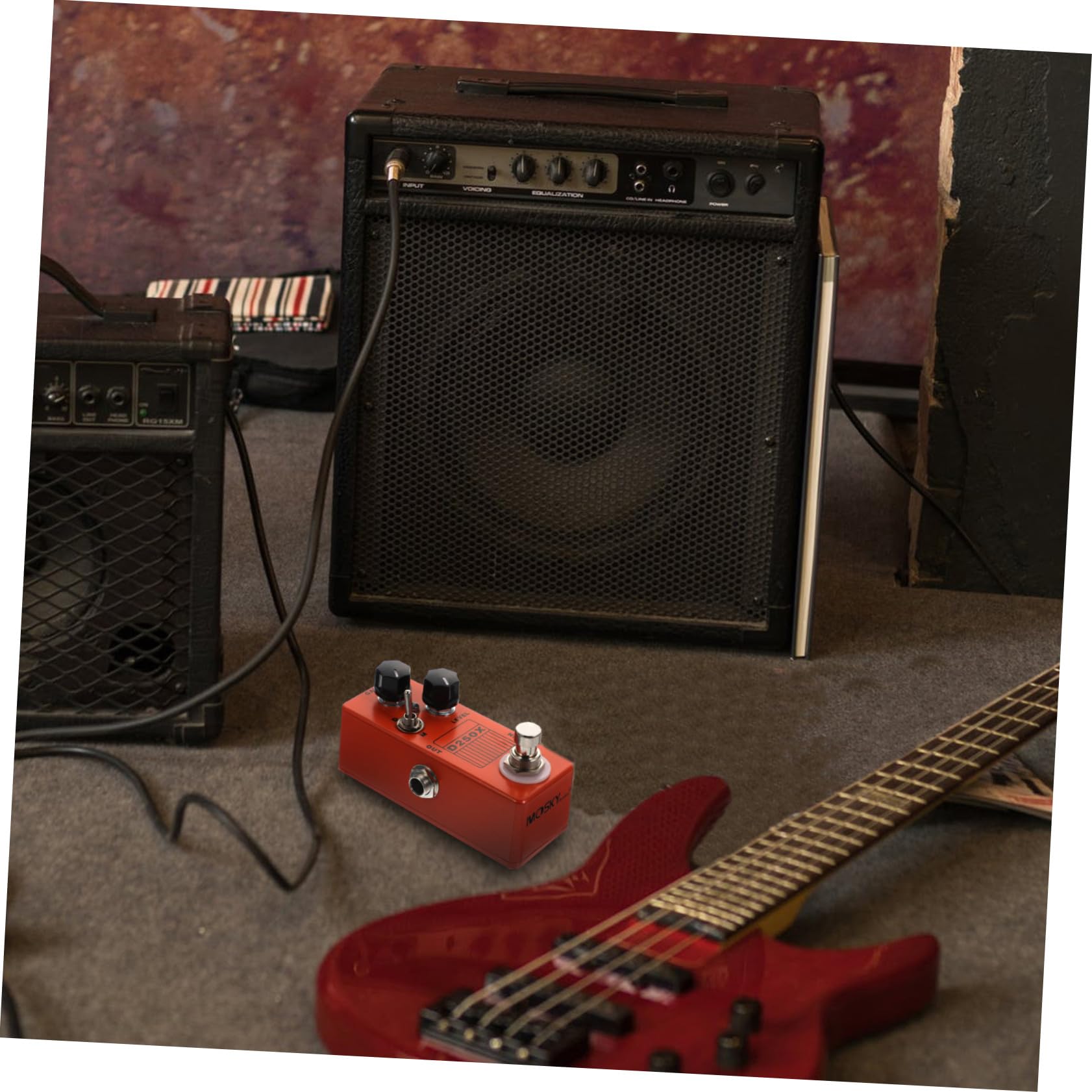 Pedale Effetto Distorsione per Chitarra Elettrica Arancione in Metallo True Bypass e Facile Sostituzione, per Pedalboard Musicale
