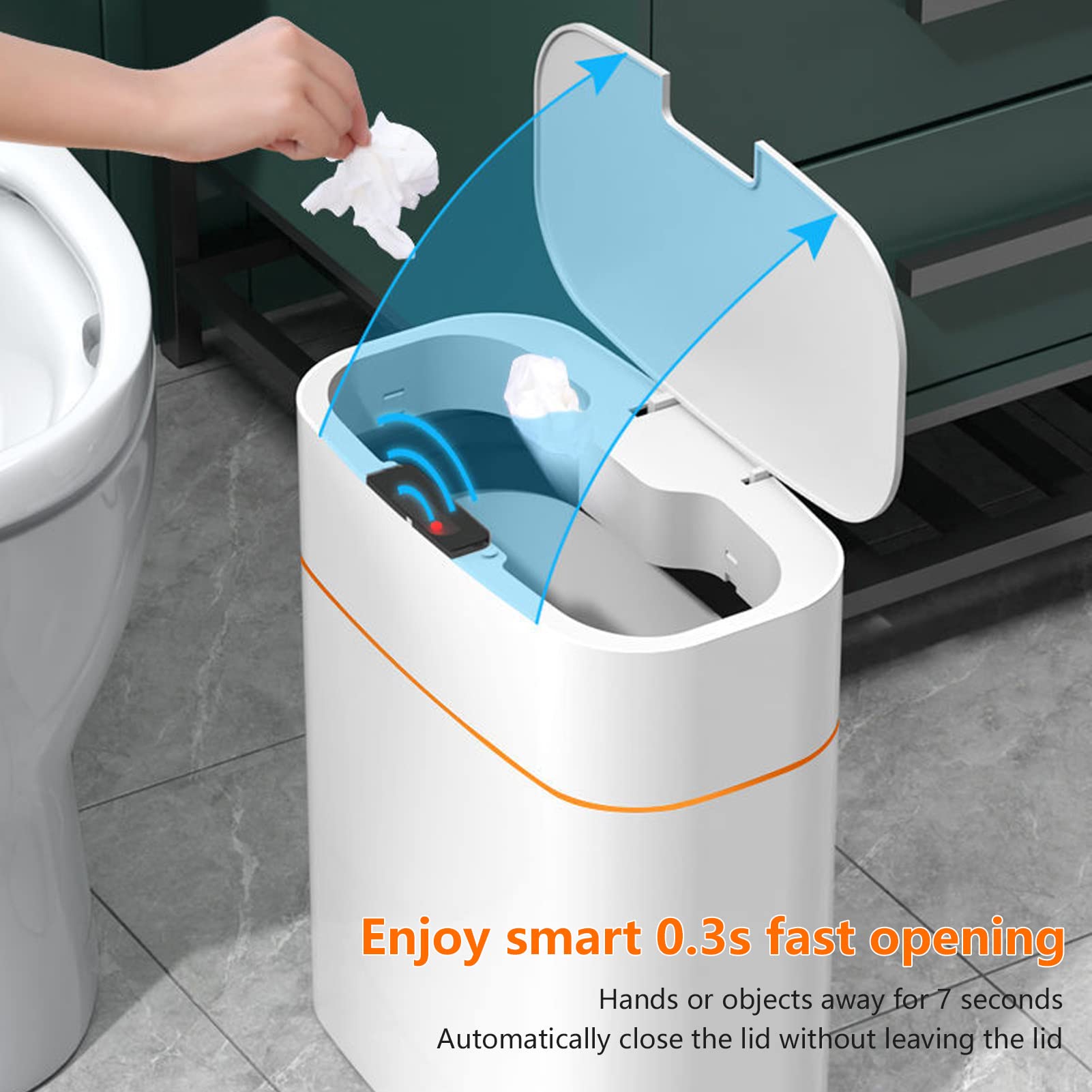 Poubelle électrique, Poubelle électrique étanche IPX5 Life, Poubelle Intelligente avec Capteur de Mouvement Automatique à 3 Modes, Poubelle Intelligente pour Salon de Beauté, Maison, Cuisine, Salle de