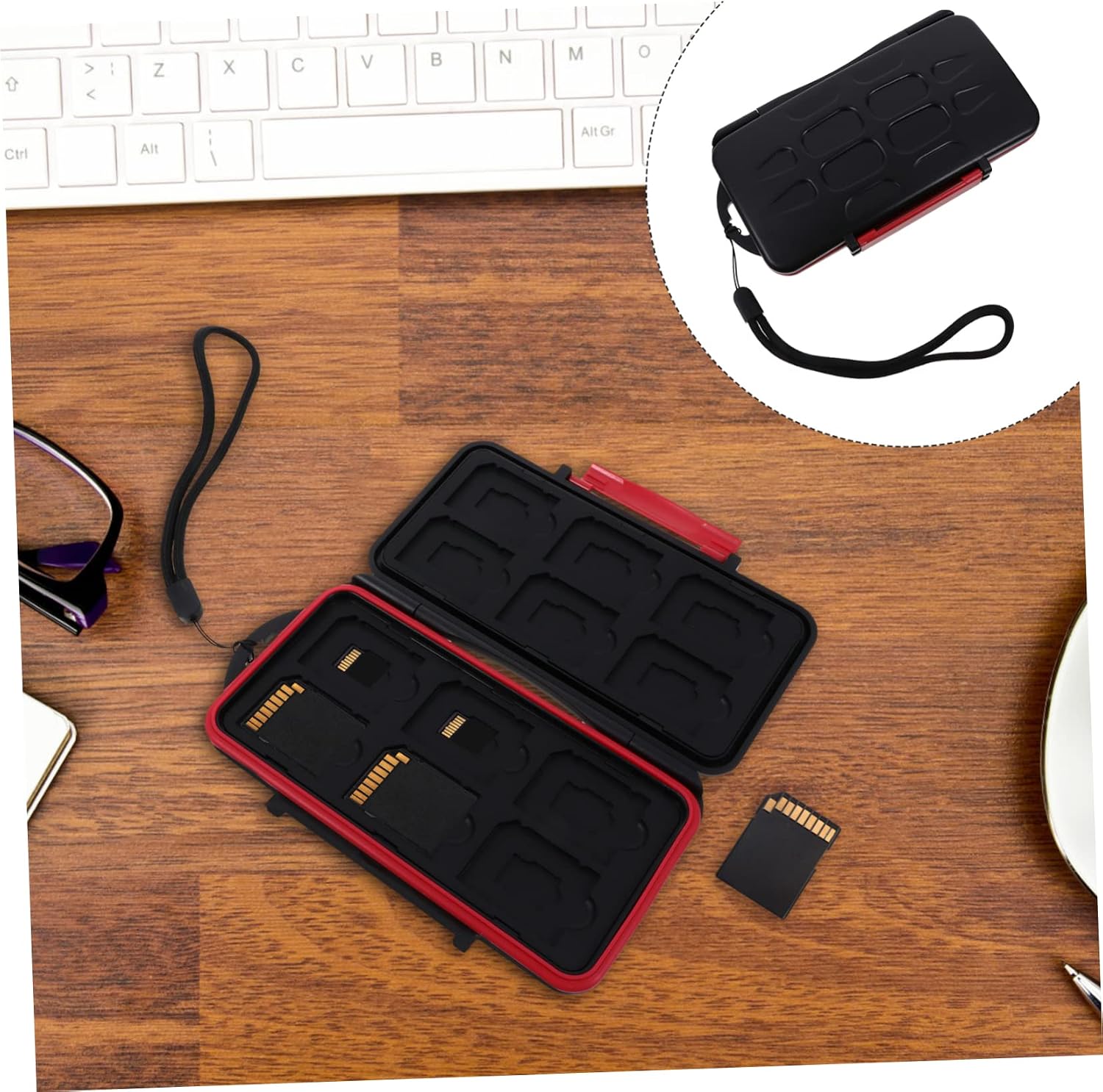 Waterproof Drop Resistant Storage Case for Memory Cards, 12SD 12TF Slots