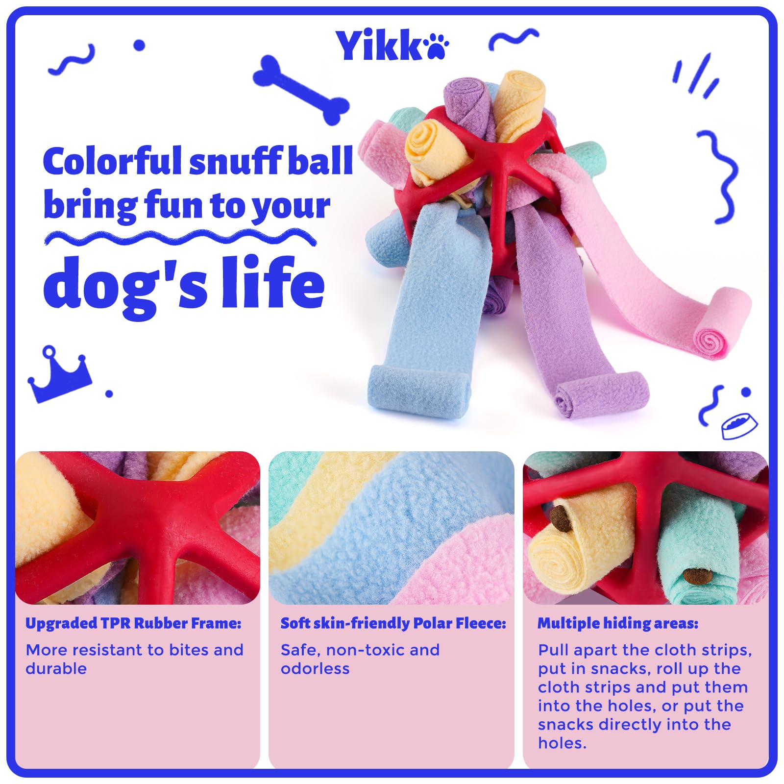 Yikko Snuffelbal voor honden, interactief draagbare honden