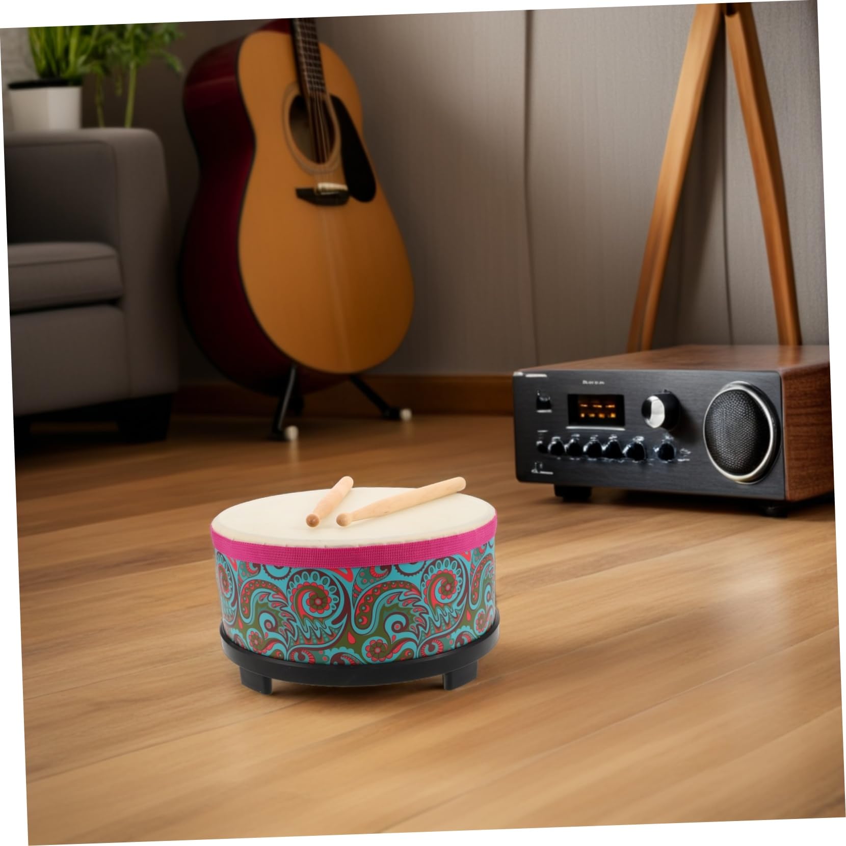 TOYANDONA Instrumento de Percusión Infantil de Madera con Diseño Floral, para Niños, Fomenta Ritmo y Coordinación en Juegos Casuales y Actividades Escolares