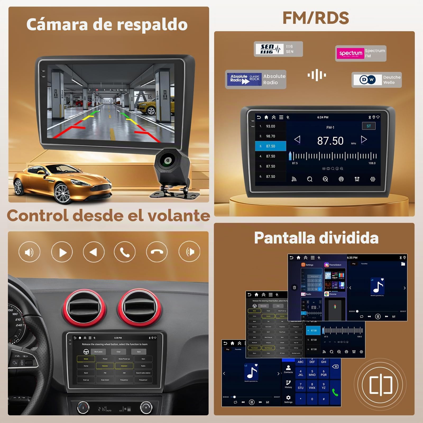 4G+128G Android 15 Radio Coche Seat Ibiza 2016-2017 9" CarPlay