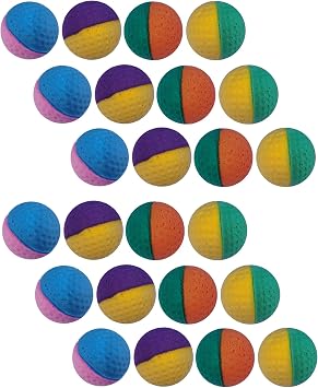 YnFag 24 Pack Foam Soccer Balls Cat Toys for Indoor Cats Cat Balls 24Pcs Two-Color Golf