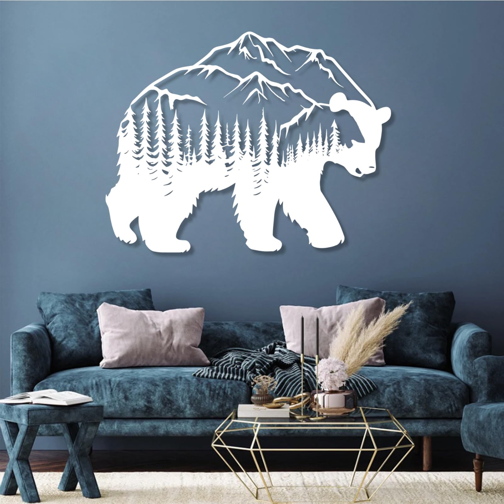 Décoration murale en métal ours pour salon moderne blanc