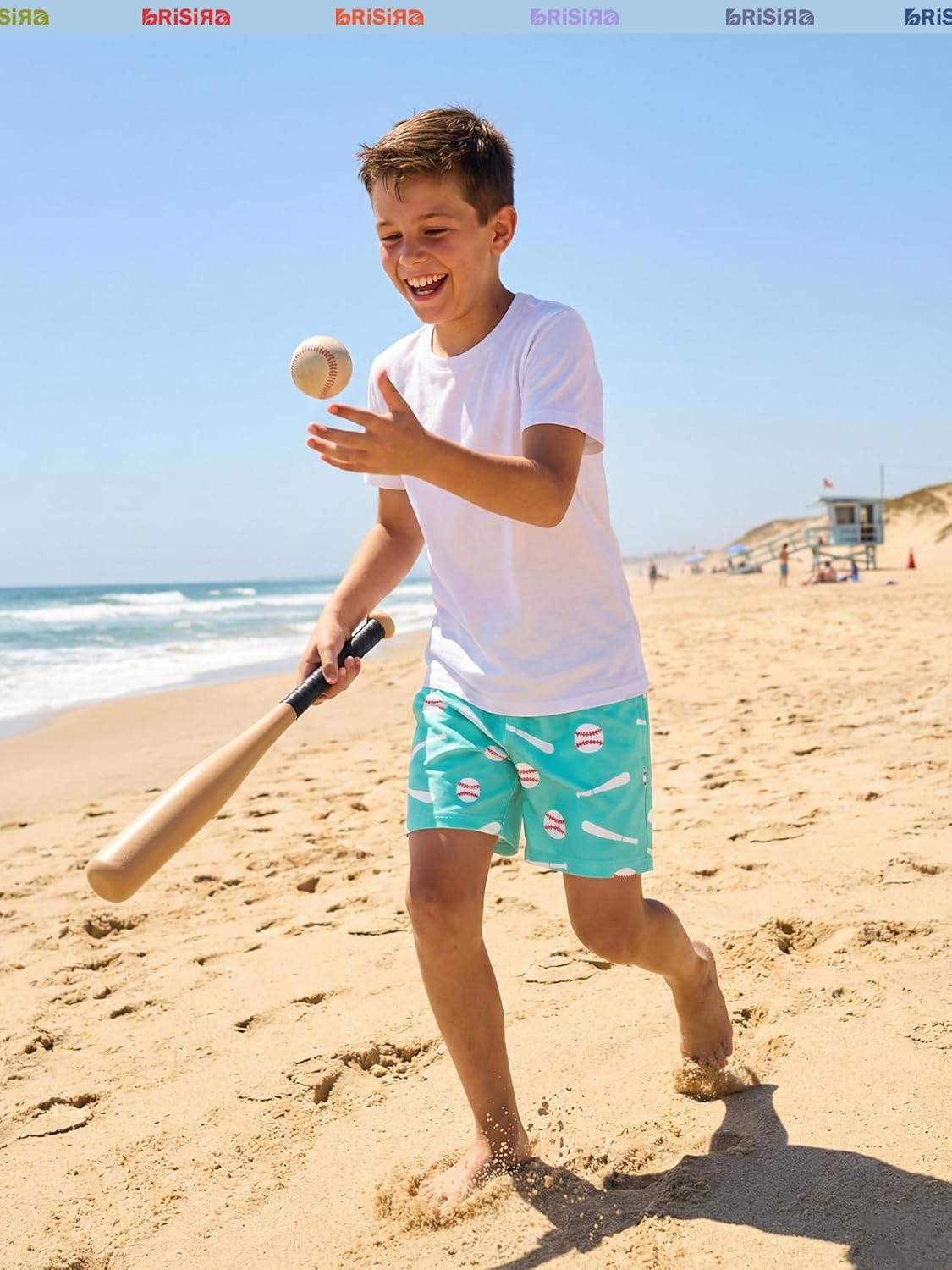 BRISIRA Boys Swim Trunks with Compression Liner 5-16 Years Youth Bathing Suit Quick Dry Swim Shorts Anti-Chafe Pocket - Image 2