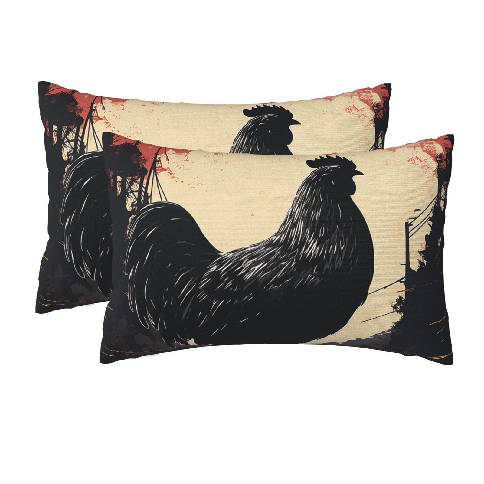 2 Pack Queen Size Pillow Cases for Hair and Skin Soft Breathable Pillow Case Covers with Hidden Zipper Farmhouse Chicken Pillowcase 20x30 Inches Pillow Cover for Sleeping Gift