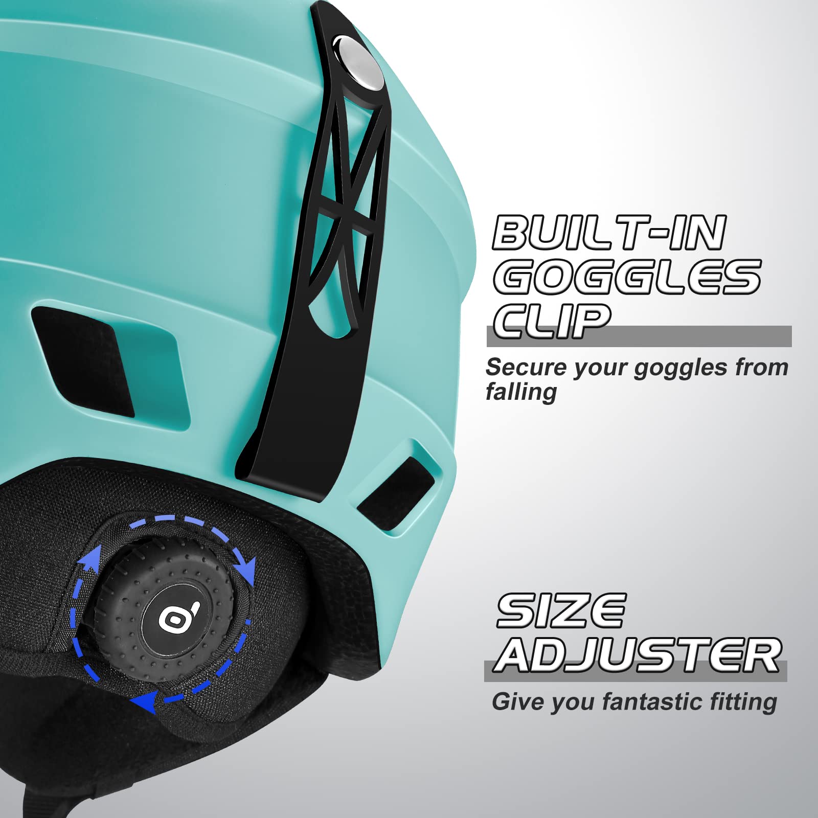 Odoland Kit casco da sci con occhiali da sci, casco da snowboard per uomini donne adolescenti bambini, casco da sci regolabile e occhiali da sci UV400