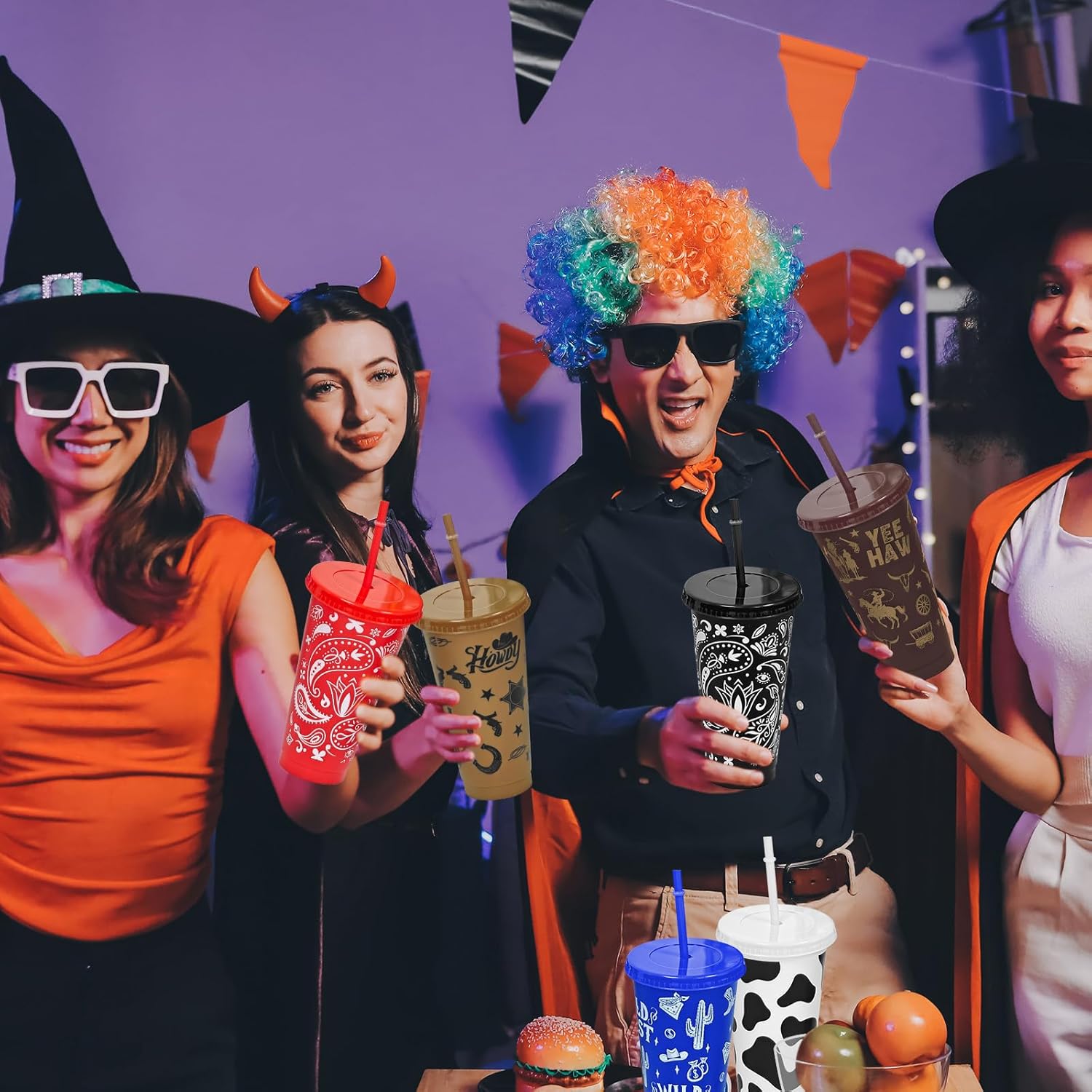 Cinrobiye 12 Pcs Western Party Plastic Tumbler with Lids and Straws Wild West Rodeo Cowboy Plastic Cups 24 oz Drink Cups Bulk for Rodeo Western Barn Party Decoration Supplies Gifts - Image 6