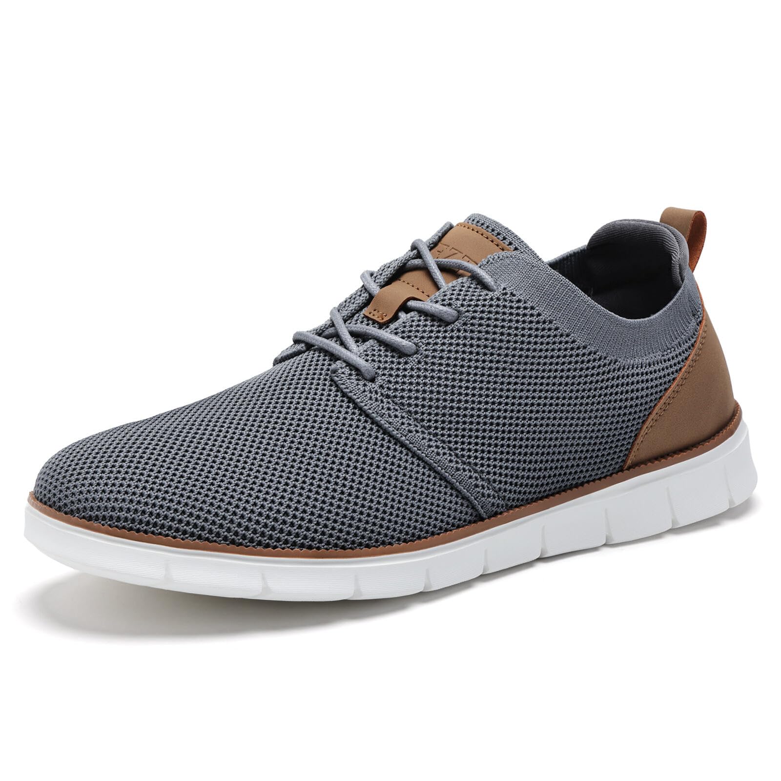 LEZTA Schuhe Herren Anzugschuhe Sneaker Oxfords Business Mesh Stoff Atmungsaktiv Sportschuhe Tennisschuhe Walkingschuhe Komfortabel Grau B 42 EU