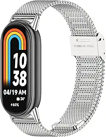 HAOZHI Pulseira Compatível para Xiaomi Mi Band 10 9 8,Bracelete Correia de Metal para Xiaomi Mi Smart Band 10,9,8
