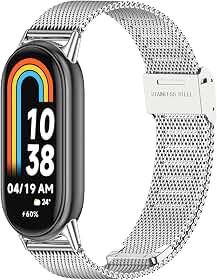 HAOZHI Pulseira Compatível para Xiaomi Mi Band 10 9 8,Bracelete Correia de Metal para Xiaomi Mi Smart Band 10,9,8