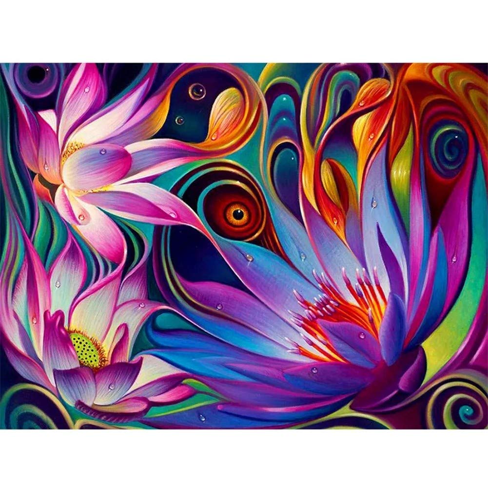 Broderie Point De Croix Diamant Art Fleurs Colorées Toile Grand Format