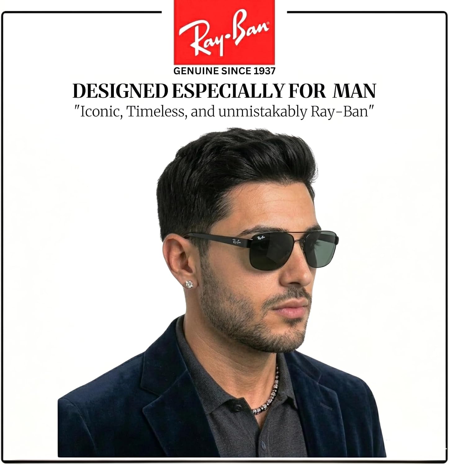 Ray-Ban RB3663 Square-Round Shaped Sunglasses for Men with Official RAYBAN Eyewear Kit