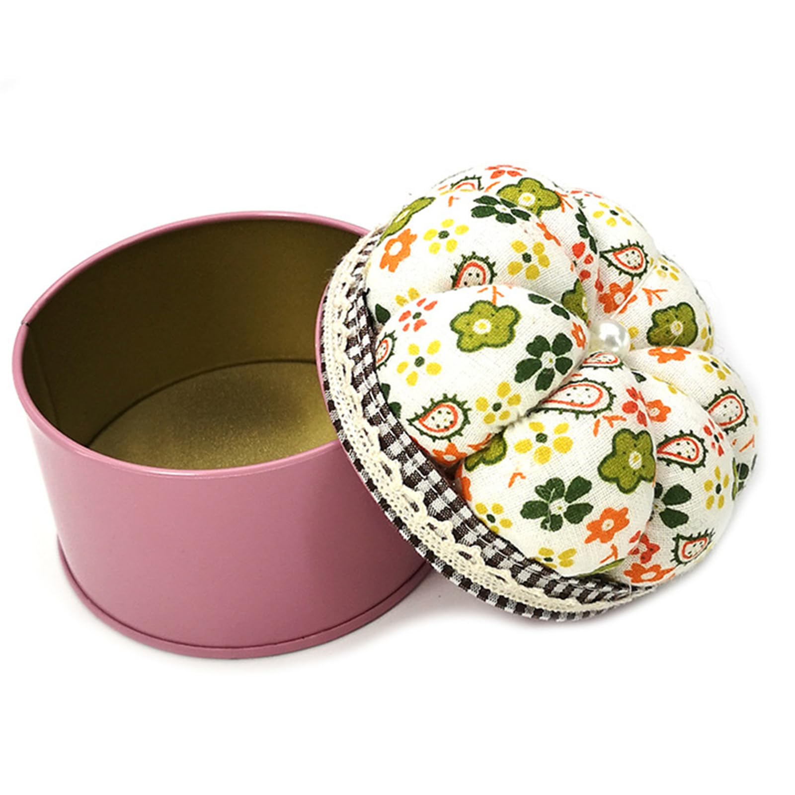 Flower Pin Cushion with Storage Container Quilting Pin Holder for Sewing Pin Thread Thimble Button and Sewing Accessory