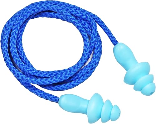 25 pares de tapones para los oídos con cable de silicona suave, reutilizables, con cancelación de ruido para protección auditiva, dormir (azul)