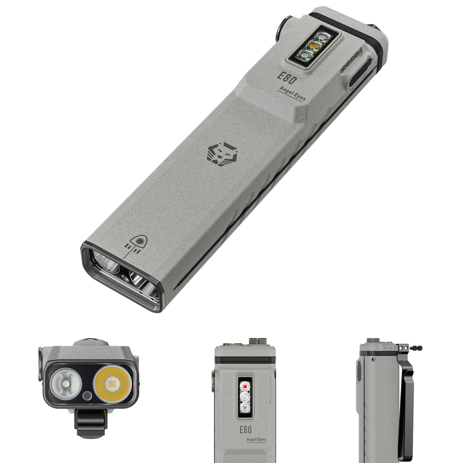 RovyVon Angel Eyes E80 Flat EDC Flashlight, 1800 Lumens Pocket