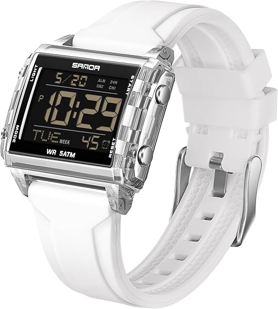 Forrader Square Men's Digital Watches Big Numbers Dial Large Face Watch for Men Women Waterproof LED Unisex Electronic Wrist Watches with Alarm Date Stopwatch