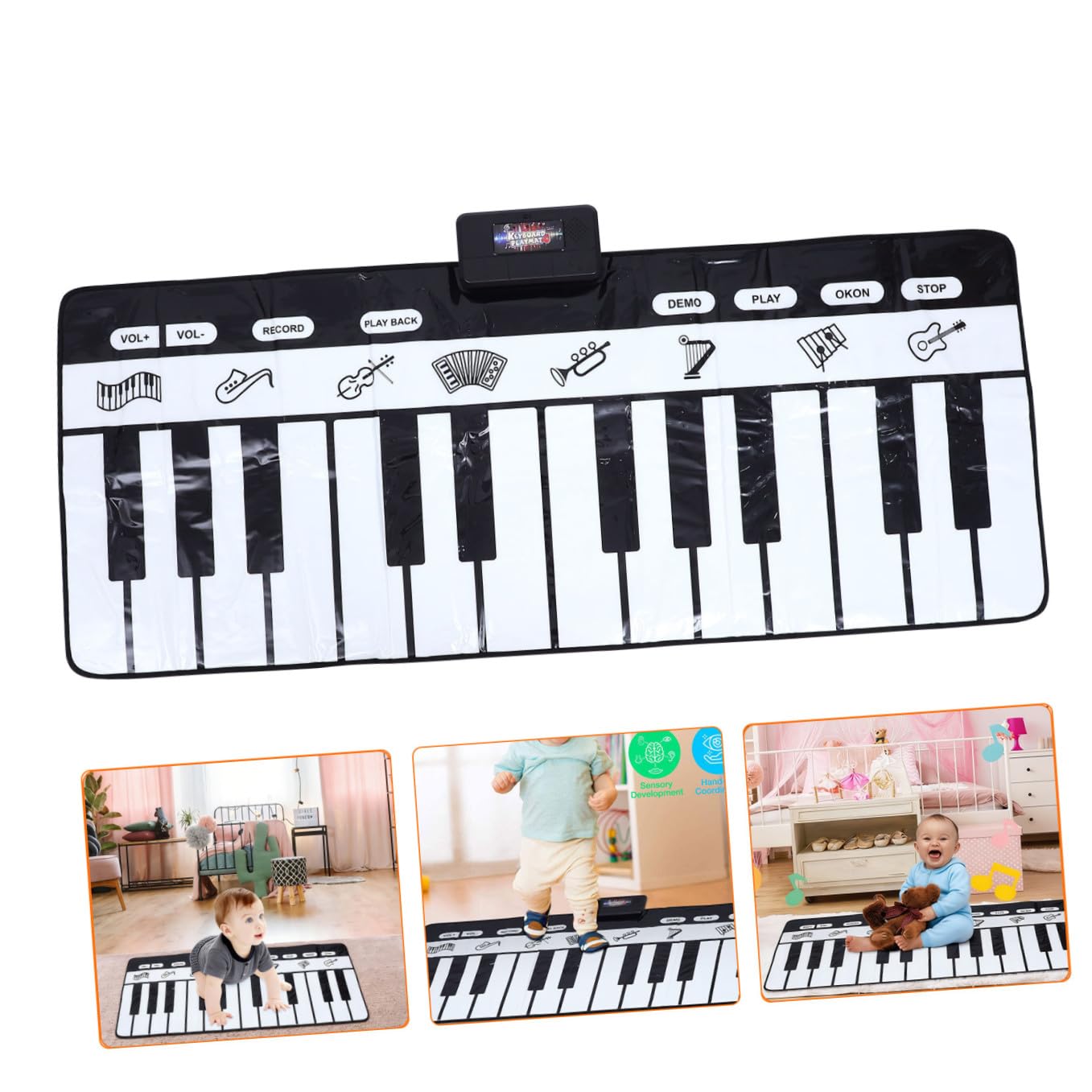 Tappetino Musicale Pianoforte 180x72cm Bianco, 1 Pezzo