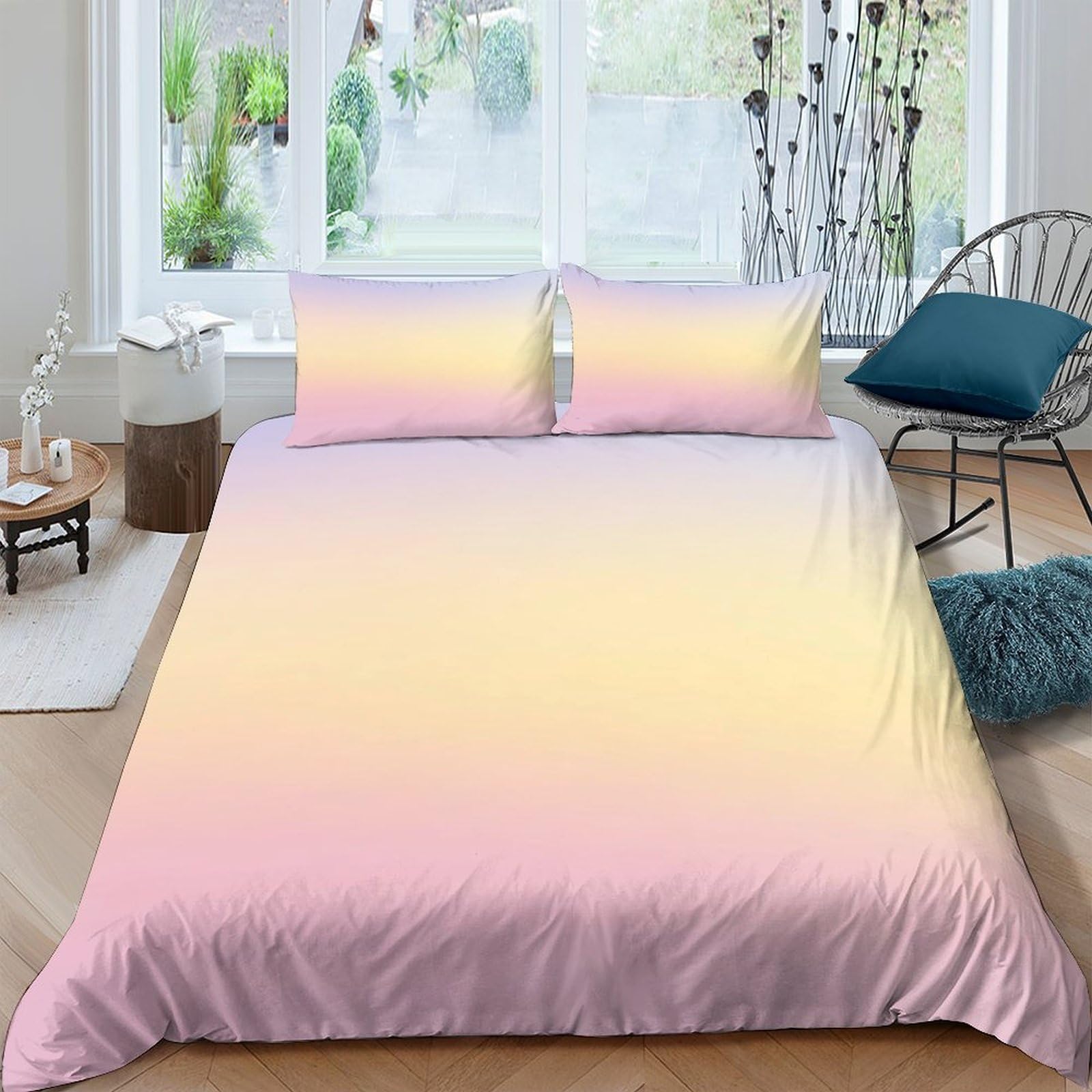 Ctjqhvkz Style-6 3D Printed Pastel Gradient Fitted Sheet Microfiber Soft Bedroom Decor Ombre Sunrise Mattress Cover For Home Dorm Guest Room Single（135X200cm）