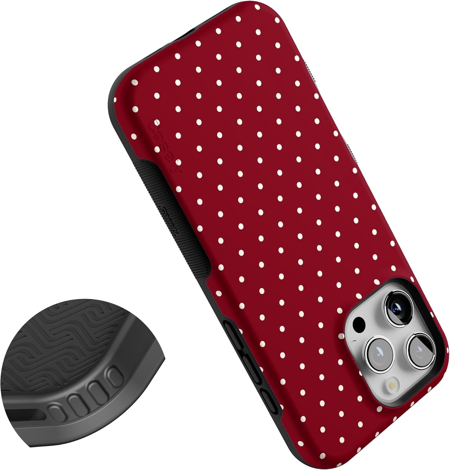Casely iPhone 16 Pro Max Case | On The Dot | Maroon Polka Dot | Bold Protective Design | MagSafe Compatible Design - Image 4