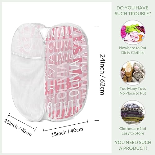 Miniatura 7 de Cesta de lavandería personalizada con nombre y texto, cesta de ropa sucia personalizada para niños, niñas, mujeres, hombres, cesta de almacenamiento