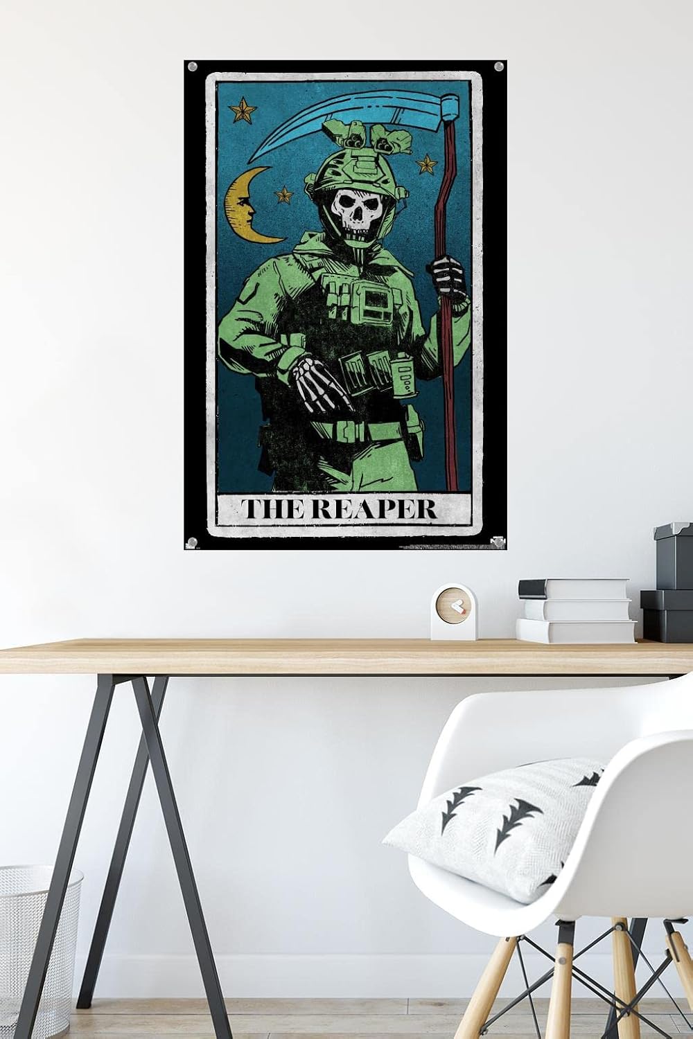 Trends International Call of Duty: Modern Warfare 2 - Ghost Tarot Card Wall Poster, 22.375" x 34", Premium Poster & Push Pin Bundle